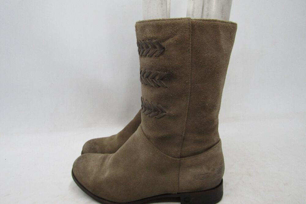 UGG Womens Size 6 M Brown Suede Zip 9" Shaft Mid Calf Fashion Boots